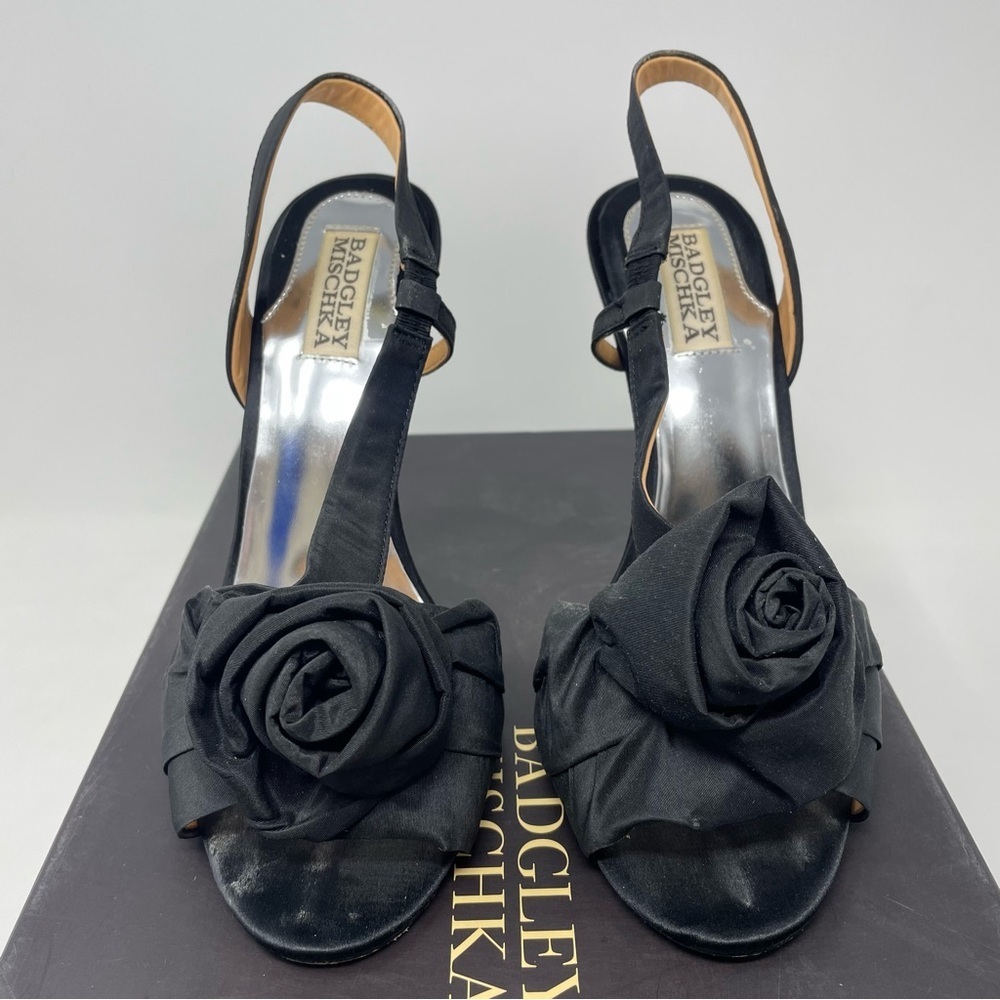 Badgley Mischka Black Lanah Open-Toe Pumps Size 7.5 - Picture 8 of 12